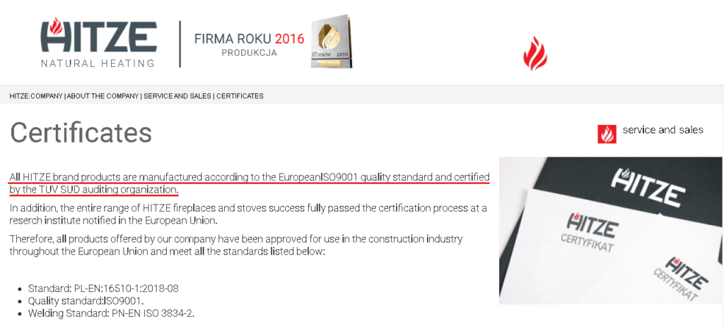 Πιστοποίηση Hitze